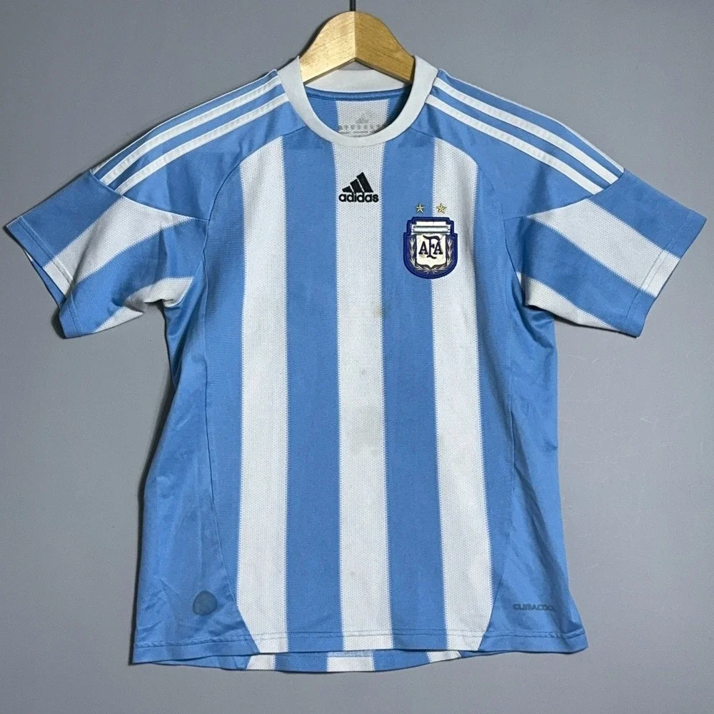 Adidas‎ Argentina Soccer Jersey Youth Size Large Blue Striped 2010 Home